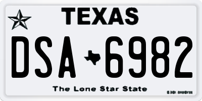 TX license plate DSA6982