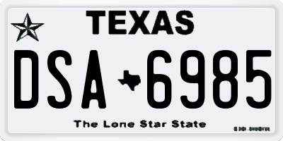 TX license plate DSA6985