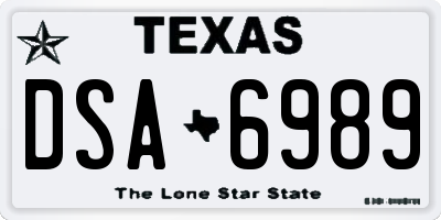 TX license plate DSA6989