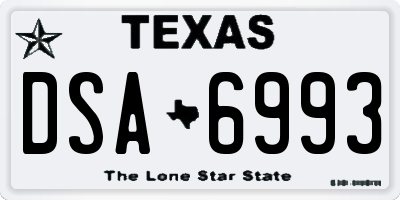 TX license plate DSA6993