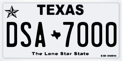 TX license plate DSA7000