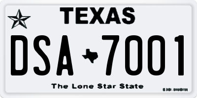 TX license plate DSA7001