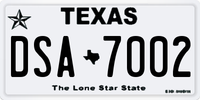 TX license plate DSA7002