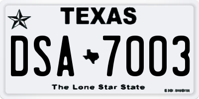 TX license plate DSA7003