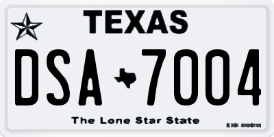 TX license plate DSA7004