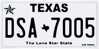 TX license plate DSA7005