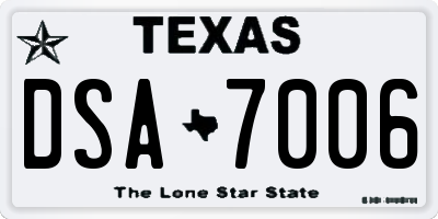 TX license plate DSA7006