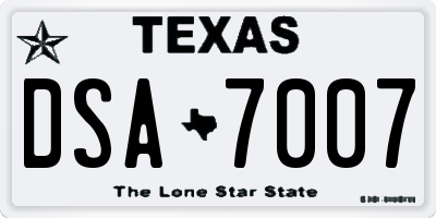 TX license plate DSA7007