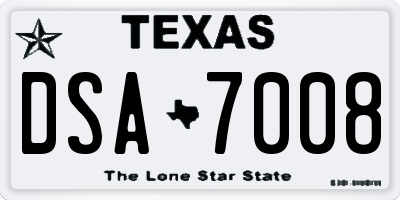TX license plate DSA7008