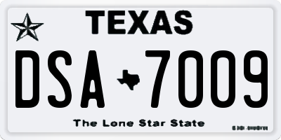TX license plate DSA7009
