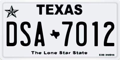 TX license plate DSA7012
