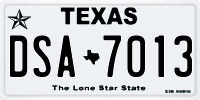 TX license plate DSA7013