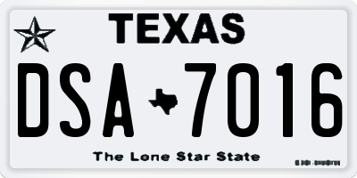 TX license plate DSA7016