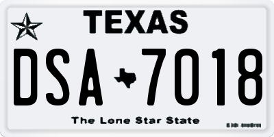 TX license plate DSA7018