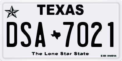 TX license plate DSA7021