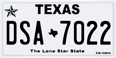 TX license plate DSA7022