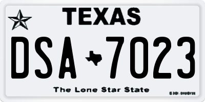 TX license plate DSA7023