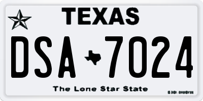 TX license plate DSA7024