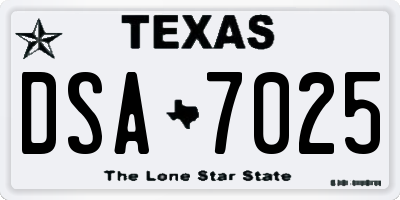 TX license plate DSA7025