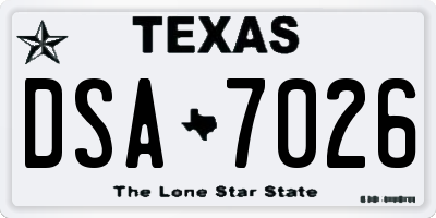 TX license plate DSA7026
