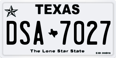 TX license plate DSA7027