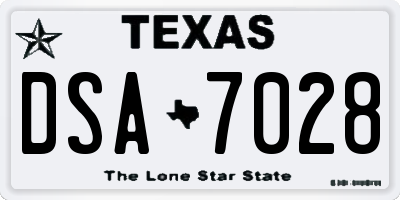 TX license plate DSA7028