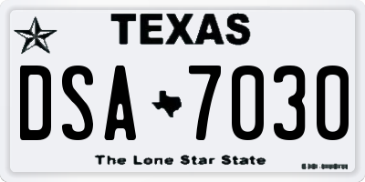 TX license plate DSA7030