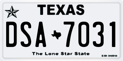 TX license plate DSA7031