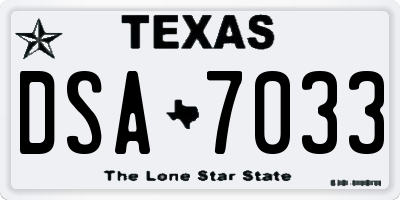 TX license plate DSA7033