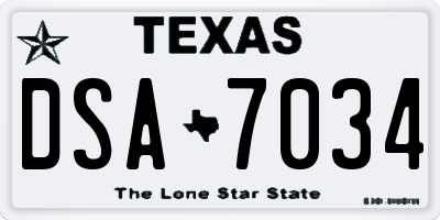TX license plate DSA7034