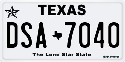 TX license plate DSA7040