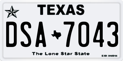 TX license plate DSA7043