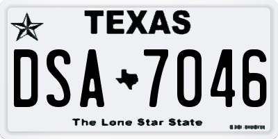 TX license plate DSA7046