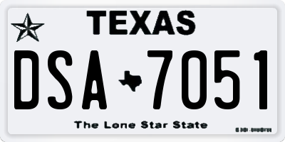 TX license plate DSA7051