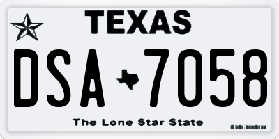 TX license plate DSA7058