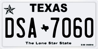 TX license plate DSA7060