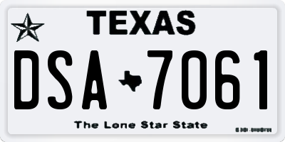 TX license plate DSA7061