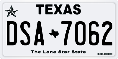TX license plate DSA7062