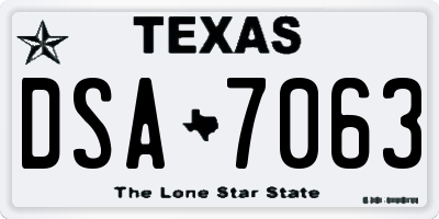 TX license plate DSA7063