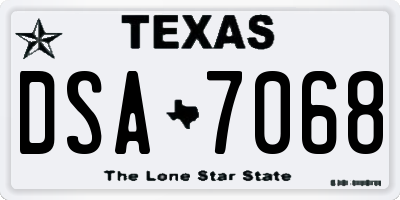 TX license plate DSA7068