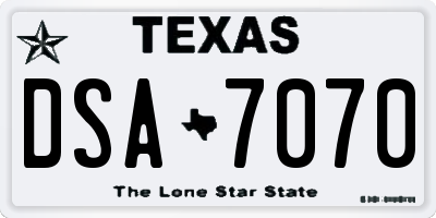 TX license plate DSA7070