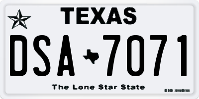 TX license plate DSA7071