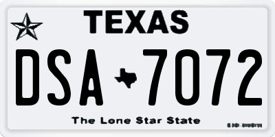 TX license plate DSA7072