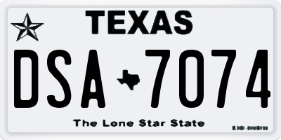 TX license plate DSA7074