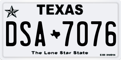 TX license plate DSA7076
