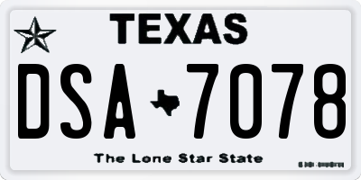 TX license plate DSA7078