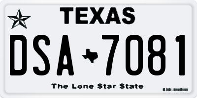 TX license plate DSA7081