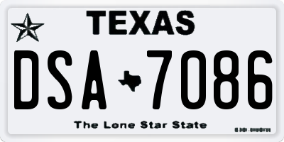 TX license plate DSA7086