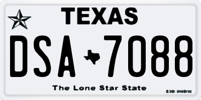 TX license plate DSA7088