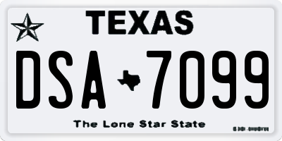 TX license plate DSA7099